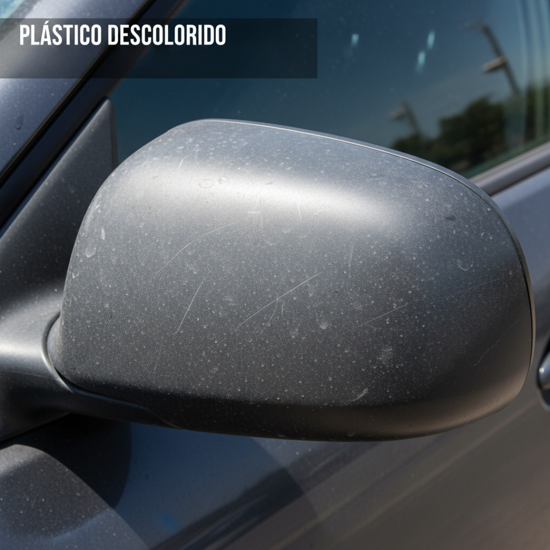 Antes: plástico descolorido por sol y uso